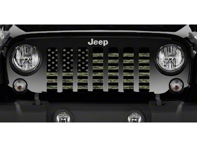 Grille Insert; MARPAT Green Digi American Flag (18-25 Jeep Wrangler JL w/o TrailCam)