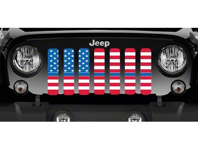 Grille Insert; Old Glory Blue Line (07-18 Jeep Wrangler JK)