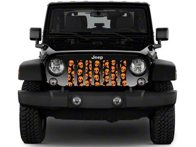 Grille Insert; Orange Alien Heads (18-25 Jeep Wrangler JL w/o TrailCam)