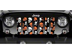 Grille Insert; Orange Skulls (18-23 Jeep Wrangler JL w/o TrailCam)