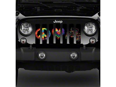 Grille Insert; Peace, Love, Jeep Tie Dye Print (07-18 Jeep Wrangler JK)