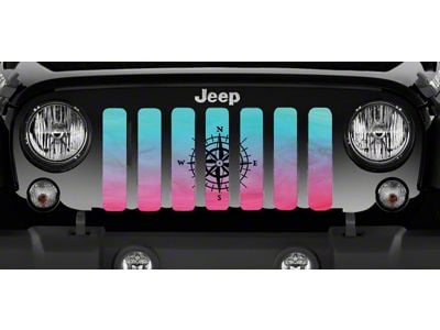 Grille Insert; Pink and Teal Ombre Compass (97-06 Jeep Wrangler TJ)