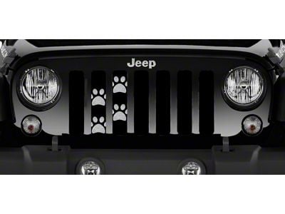Grille Insert; Puppy Paw Prints Gray (87-95 Jeep Wrangler YJ)