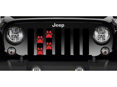 Grille Insert; Puppy Paw Prints Red (07-18 Jeep Wrangler JK)