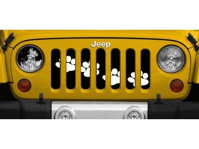 Grille Insert; Puppy Paw Prints White Diagonal (07-18 Jeep Wrangler JK)