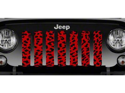 Grille Insert; Red Cheetah Print (18-25 Jeep Wrangler JL w/o TrailCam)