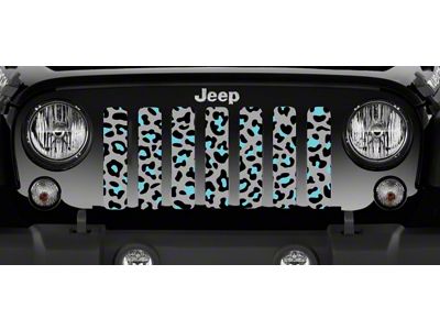 Grille Insert; Teal Leopard Print (18-25 Jeep Wrangler JL w/o TrailCam)