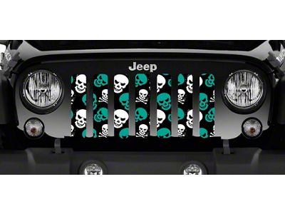 Grille Insert; Teal Skulls (87-95 Jeep Wrangler YJ)