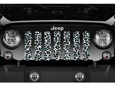 Grille Insert; Teal White Leopard (07-18 Jeep Wrangler JK)