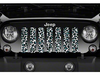 Grille Insert; Teal White Leopard (87-95 Jeep Wrangler YJ)