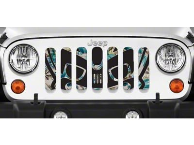 Grille Insert; Tiki Bob Blue Hawaii (18-25 Jeep Wrangler JL w/o TrailCam)