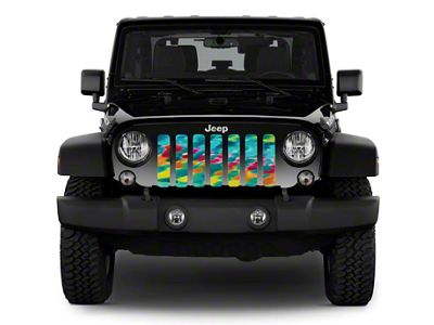 Grille Insert; Tropical Colored Tie Dye (18-25 Jeep Wrangler JL w/ TrailCam)