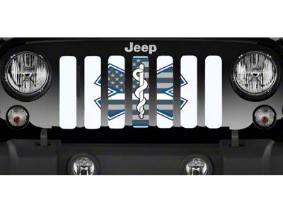 Grille Insert; White EMS Shield (07-18 Jeep Wrangler JK)