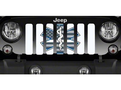 Grille Insert; White EMS Shield (87-95 Jeep Wrangler YJ)