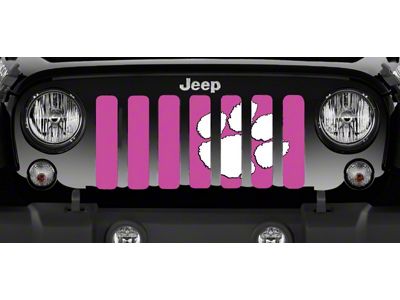 Grille Insert; White Tiger Paw Print Hot Pink (07-18 Jeep Wrangler JK)