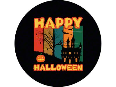 Happy Halloween Spare Tire Cover; Black (76-18 Jeep CJ7, Wrangler YJ, TJ & JK)