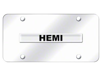 HEMI License Plate; Chrome on Chrome (Universal; Some Adaptation May Be Required)