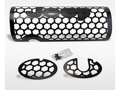 Hexagon Muffler Cover with Black Carbon Fiber Inlay; Black (07-18 Jeep Wrangler JK)