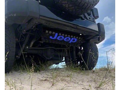 Hexagon Muffler Cover with Blue Carbon Fiber Inlay; Black (07-18 Jeep Wrangler JK)