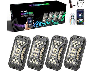 High Power Wide Angle Series RGBW LED Rock Lights; Set of 4 (Universal; Some Adaptation May Be Required)