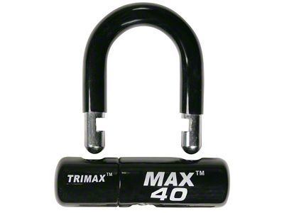 High Security General Purpose U-Lock; 1/2-Inch Shackle; Black Sleeve Over Chrome