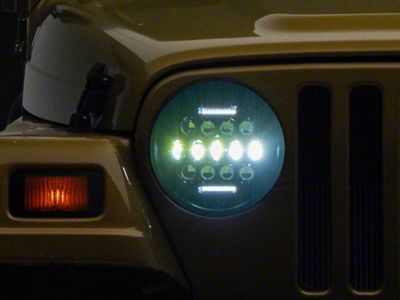 Honey Comb Style LED Headlights; Black Housing; Clear Lens (97-18 Jeep Wrangler TJ & JK)