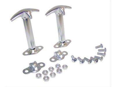 Hood Catch Kit; Stainless Steel (66-95 Jeep CJ5, CJ7 & Wrangler YJ)