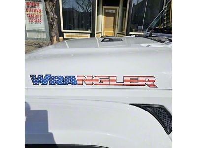 WRANGLER Hood Decal; American Flag with Black Outline (07-18 Jeep Wrangler JK)