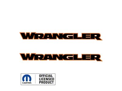WRANGLER Hood Decal; Black with Orange Outline (07-25 Jeep Wrangler JK & JL)