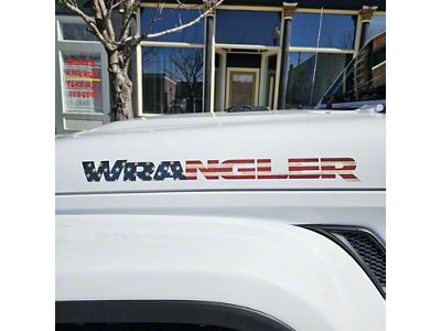 WRANGLER Hood Decal; Distressed American Flag (07-25 Jeep Wrangler JK & JL)