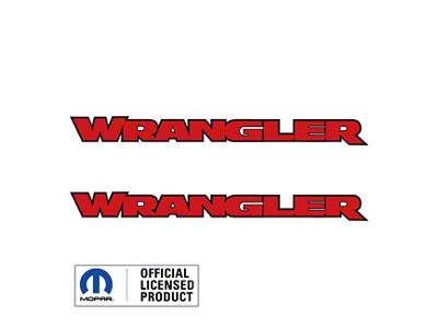 WRANGLER Hood Decal; Red with Black Outline (07-25 Jeep Wrangler JK & JL)