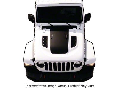 Hood Graphic; Black with Orange Outline (18-25 Jeep Wrangler JL Rubicon)