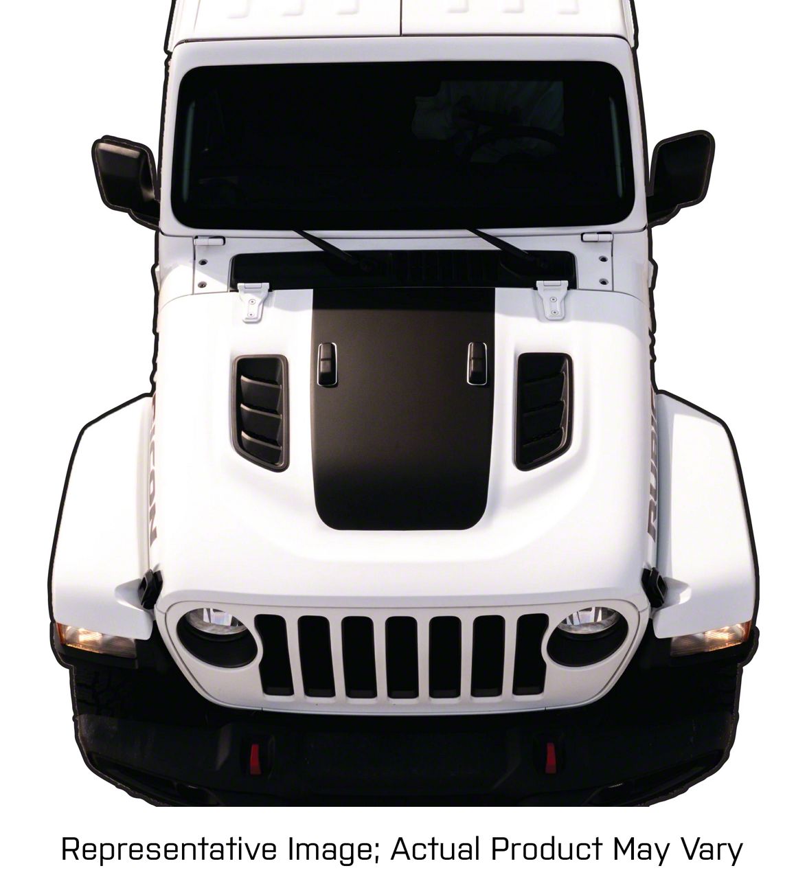 Jeep Wrangler Hood Graphic; Black with Purple Outline (18-25
