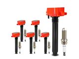 Ignition Coil Set with Double Iridium Spark Plugs; Red (12-18 Jeep Wrangler JK)