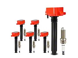 Ignition Coil Set with Double Iridium Spark Plugs; Red (12-18 Jeep Wrangler JK)