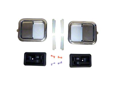 Interior and Exterior Door Handles; Chrome (81-06 Jeep CJ5, CJ7, Wrangler YJ & TJ w/ Full Steel Doors)