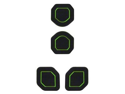 Interior Cup Holder Foam Inserts; 4-Piece Kit; Black/Green (18-25 Jeep Wrangler JL)