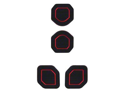 Interior Cup Holder Foam Inserts; 4-Piece Kit; Black/Red (18-25 Jeep Wrangler JL)