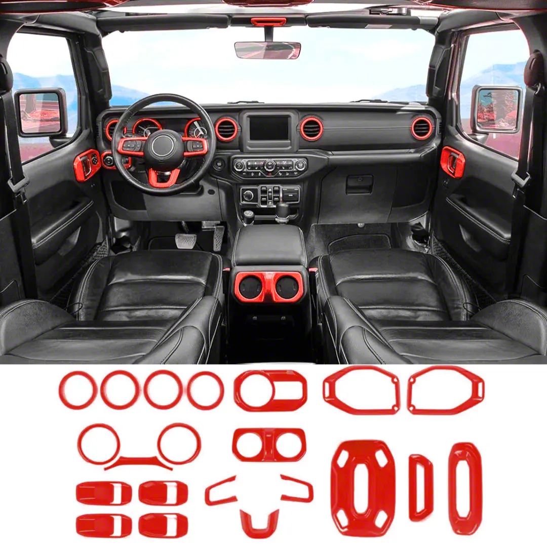 Jeep Wrangler Interior Trim Kit; 21-Piece; Red (18-23 Jeep Wrangler JL ...