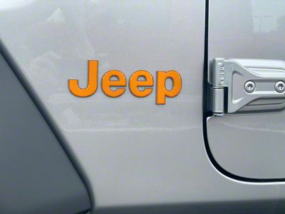 Jeep Fender Emblem Letter Overlays; Orange (18-25 Jeep Wrangler JL)