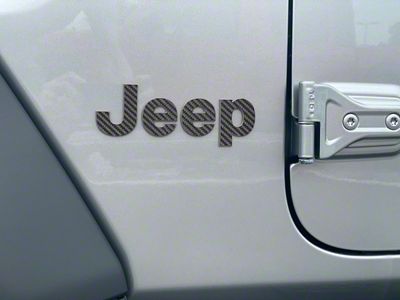 Jeep Fender Emblem Letter Overlays; Raw Carbon Fiber (18-25 Jeep Wrangler JL)