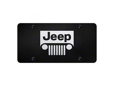 Jeep Grille License Plate; Black (Universal; Some Adaptation May Be Required)
