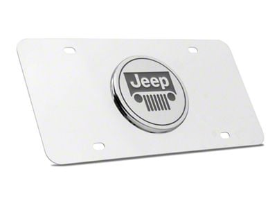 Jeep Grille License Plate; Chrome on Chrome (Universal; Some Adaptation May Be Required)