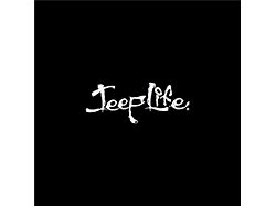 Jeep Life Text Spare Tire Cover with Camera Port; Black (18-26 Jeep Wrangler JL)