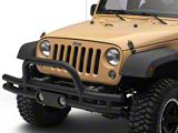 Double Tube Front Bumper with Stinger; Textured Black (07-18 Jeep Wrangler JK)