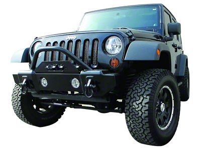 Mass Articulation Stubby Front Bumper with Stinger; Textured Black (07-18 Jeep Wrangler JK)