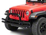 Double Tube Front Bumper with Hoop; Black (18-25 Jeep Wrangler JL)