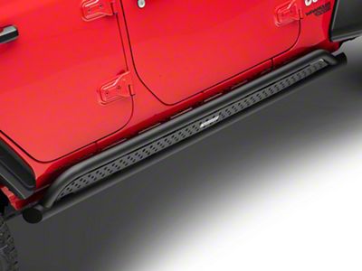 Go Rhino Frame Mounted Steel Rock Sliders; Textured Black (18-25 Jeep Wrangler JL 4-Door)