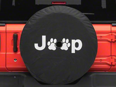 Jeep Paw Spare Tire Cover with Camera Port; Black (18-25 Jeep Wrangler JL)
