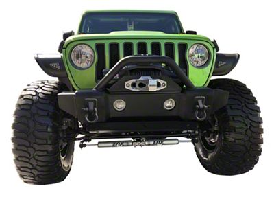 Mass Articulation Stubby Front Bumper with Stinger; Textured Black (18-25 Jeep Wrangler JL)